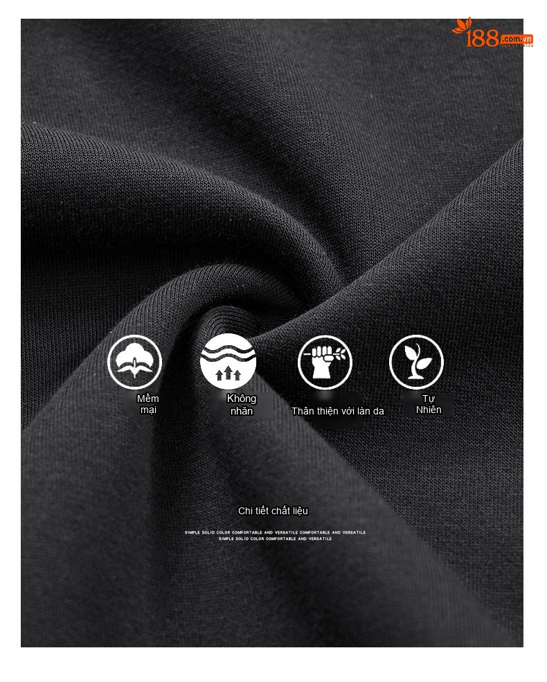 Áo Sweatshirt Nam Cotton Tay Dài Cổ Tròn Túi Hộp Thiết Kế Màu Đen chi tiết 2