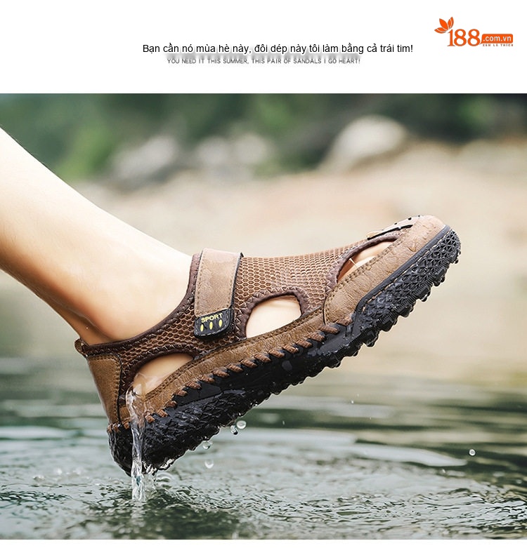 Sandal rọ nam lưới thoáng khí đế cao 3 cm chi tiết 11