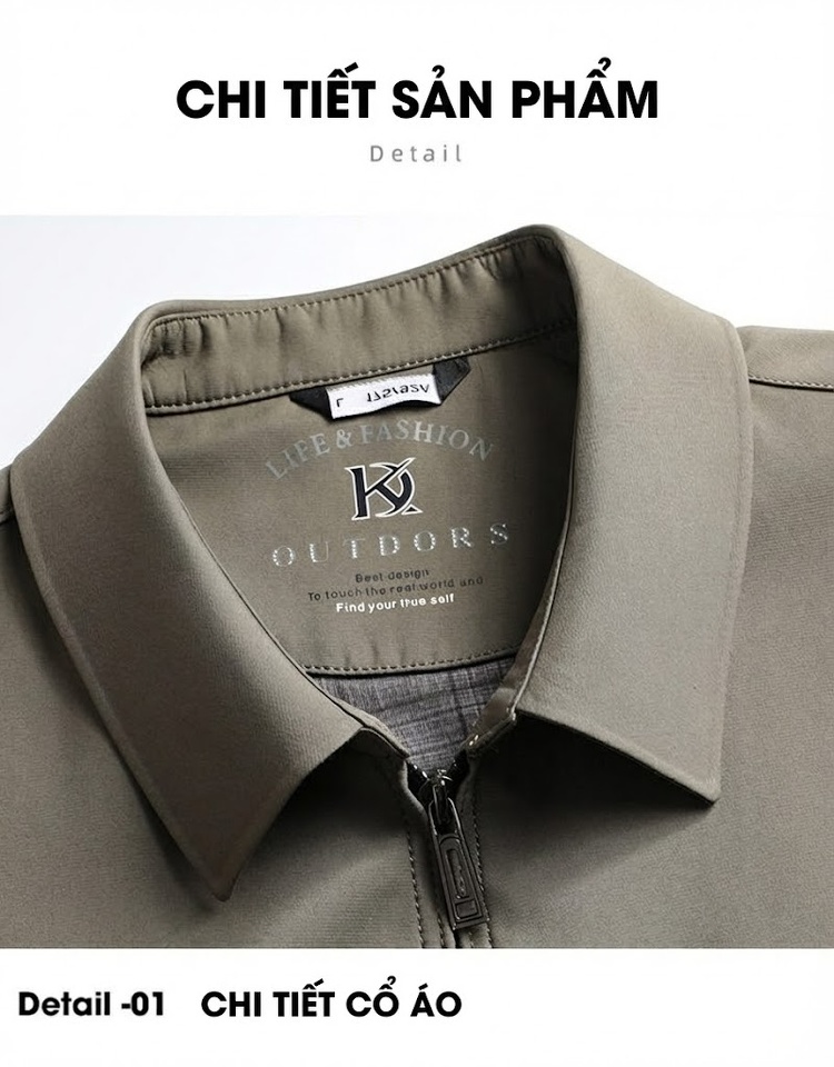 Áo Khoác Bomber Nam Cổ Bẻ Mỏng Phong Cách Công Sở Màu Xanh Navy, Xám, Đỏ chi tiết 22