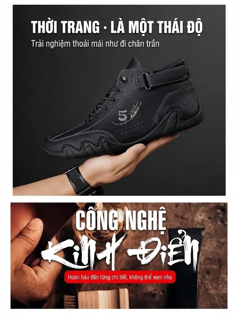 Giày Martin Nam Cổ Cao Da Mờ Chiều Cao Đế Khoảng 3cm Màu Nâu, Xám, Đen chi tiết 9