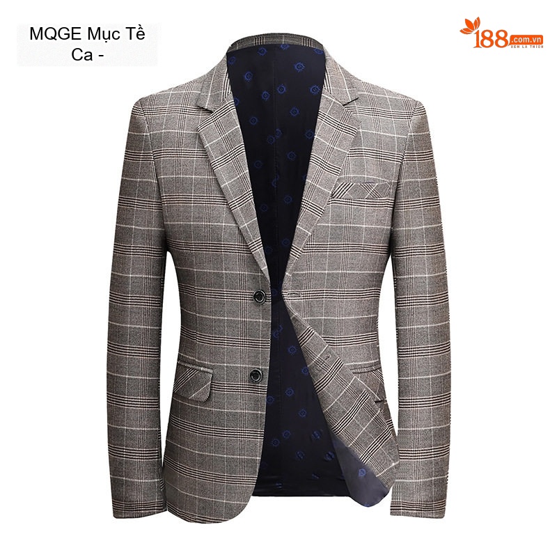 Áo Khoác Blazer Nam Kẻ Sọc Dáng Ôm Phong Cách Hàn Quốc Thanh Lịch Màu Xám, Xanh Dương