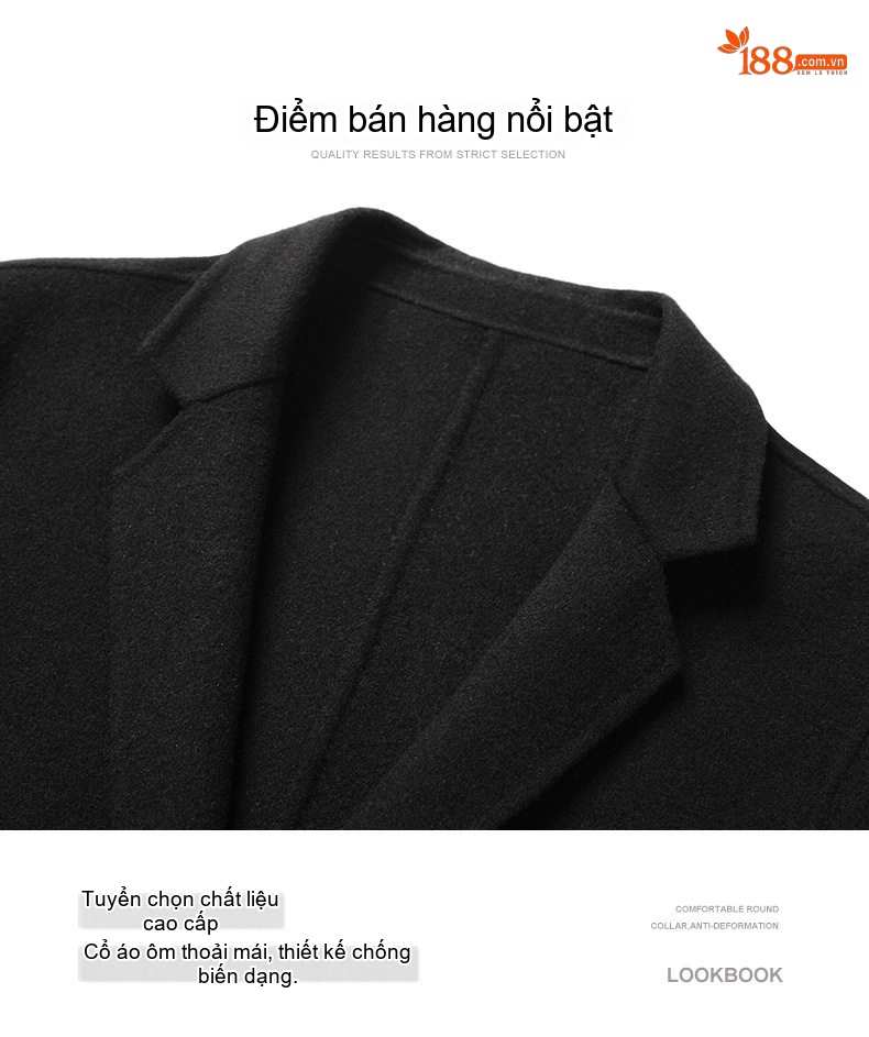 Áo Vest Nam Hai Lớp Toàn Bộ Lông Cừu Màu Đen, Xanh Navy, Xám, Nâu chi tiết 7