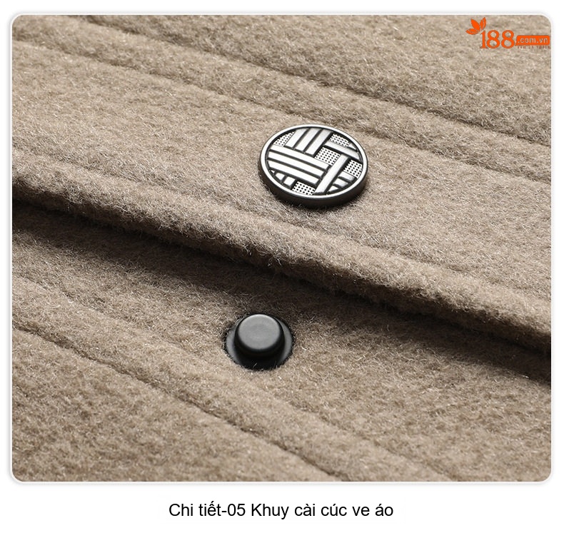 Áo Khoác Dạ Nam 100% Lông Cừu Hai Mặt Lót Nhung Vàng Kim Màu Be, Đen chi tiết 27