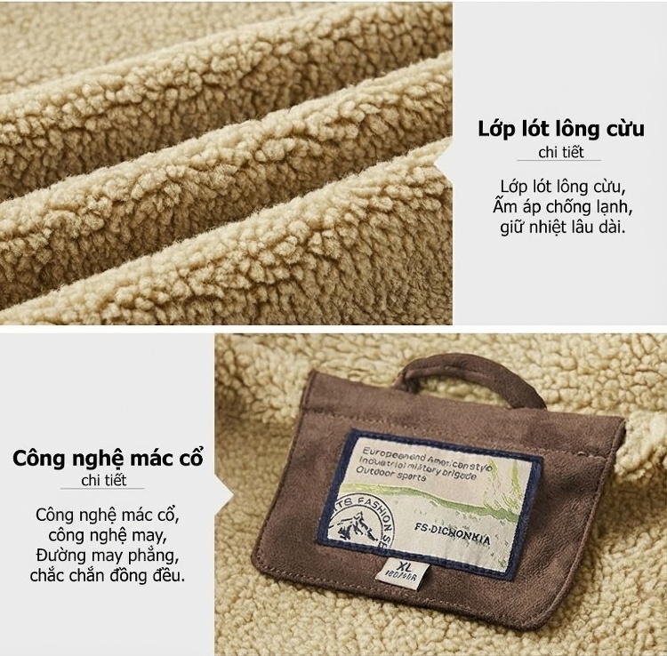 Áo Khoác Nhung Gân Tăm Nam Lông Cừu Non Dày Dặn Form Rộng Túi Hộp Màu Nâu, Vàng, Xám, Đen... chi tiết 27