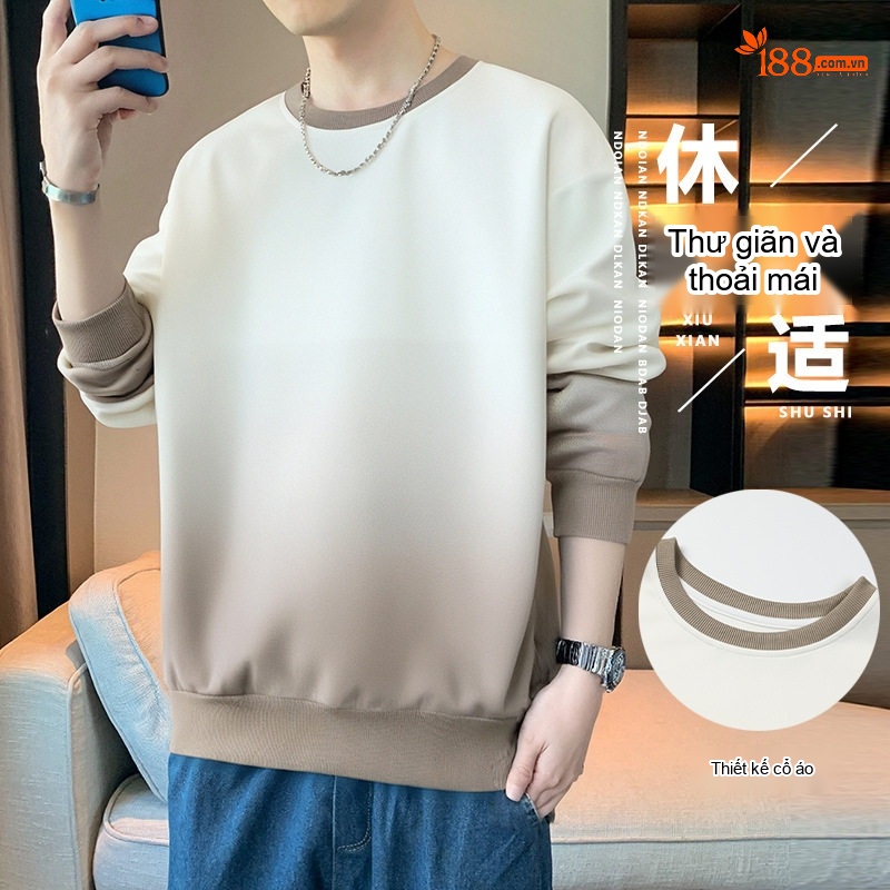 Áo Thun Dài Tay Nam Cổ Tròn Form Rộng Phong Cách Retro Màu Xanh Dương Ombre, Trắng Ombre, Xanh Lá Ombre, Hồng Ombre...