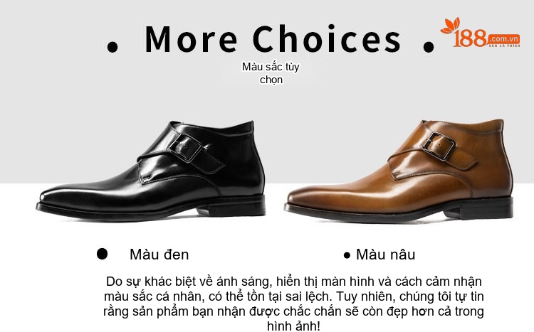 Boot Nam Cổ Cao Da Bóng Khóa Cài Chiều Cao Đế Khoảng 3cm Màu Đen, Nâu chi tiết 6