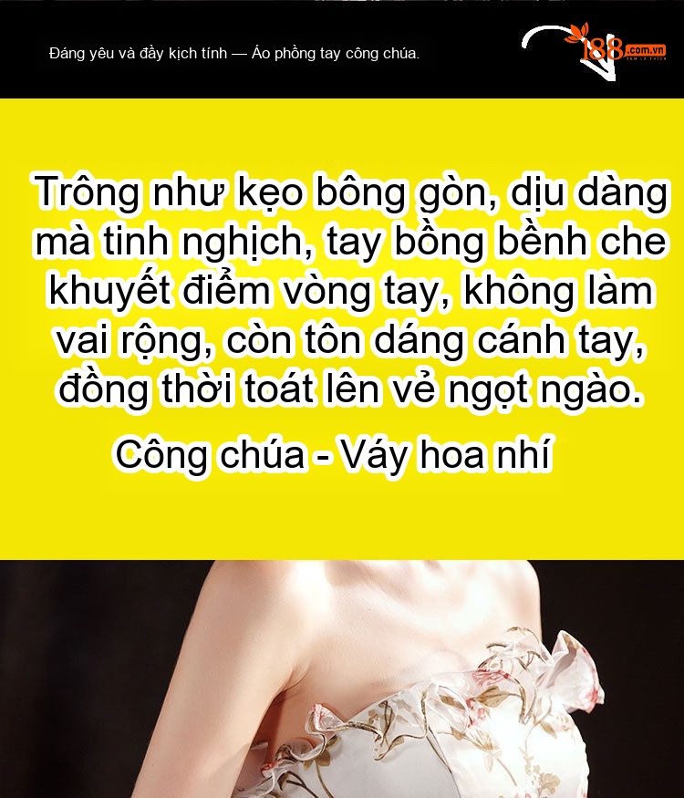 Váy Dạ Hội Cúp Ngực Họa Tiết Hoa Nhí Dáng Xòe Thướt Tha Màu Trắng Hồng chi tiết 7