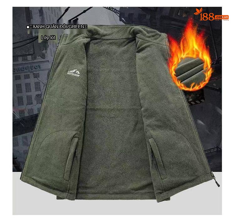 Áo Gile Nam Hai Mặt Lót Lông Dày Dặn Nhiều Túi Phong Cách Công Sở Màu Be, Xanh Rêu, Xám, Xanh Navy chi tiết 8