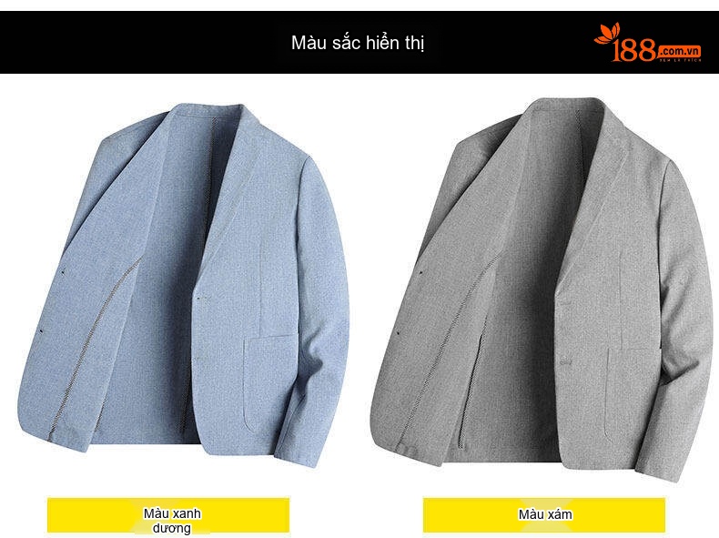 Áo Vest Blazer Nam Mỏng Nhẹ Phong Cách Hàn Quốc Màu Xám, Xanh chi tiết 6