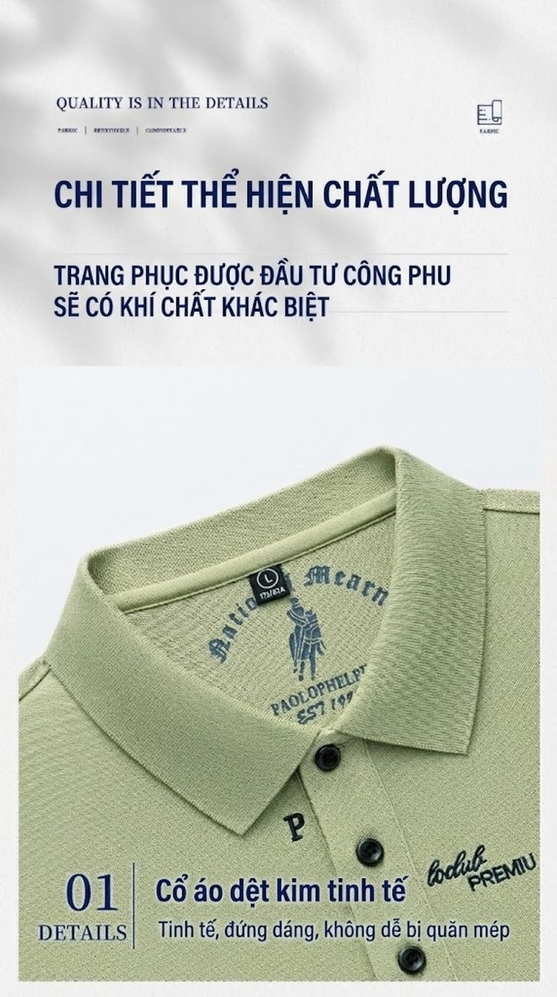 Áo Polo Nam Sợi Sữa Cộc Tay Dáng Rộng Thoải Mái Màu Xanh Lá, Trắng, Vàng, Đen... chi tiết 5