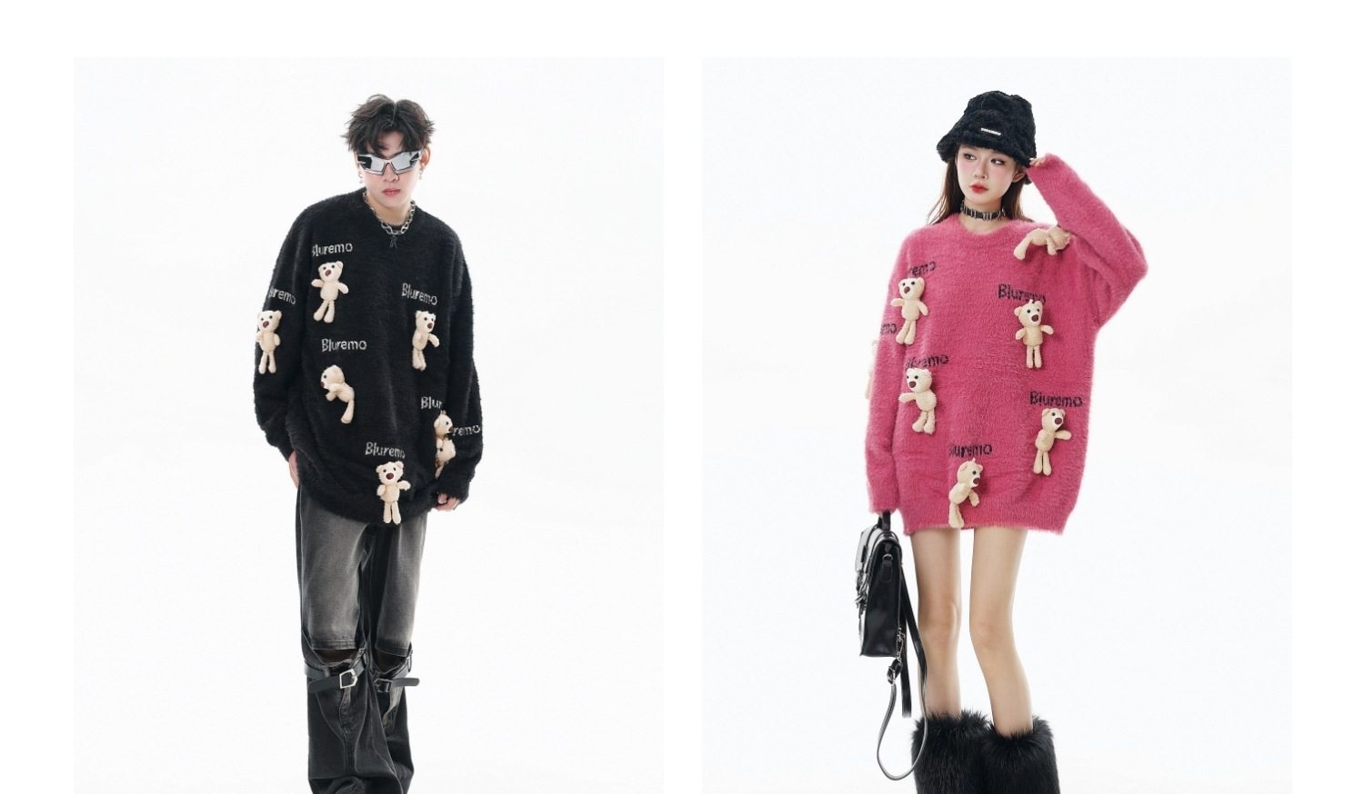 Áo Sweater Nữ Dệt Kim Hình Gấu Hoạt Hình Thêu Chữ Phong Cách Trẻ Trung Màu Đen, Nâu, Hồng, Trắng... chi tiết 23