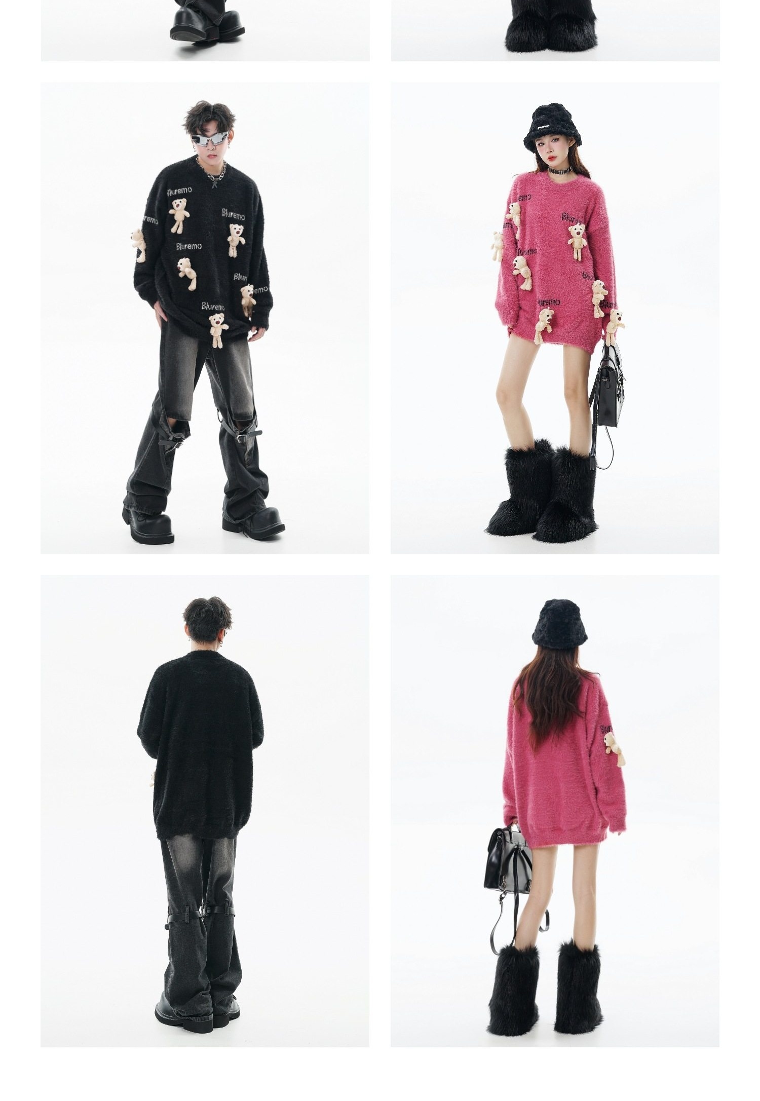 Áo Sweater Nữ Dệt Kim Hình Gấu Hoạt Hình Thêu Chữ Phong Cách Trẻ Trung Màu Đen, Nâu, Hồng, Trắng... chi tiết 24