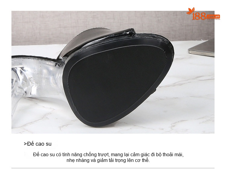 Dép Gót Nhọn Nữ Da Bóng Hở Mũi Chiều Cao Đế 11cm Màu Đen, Đỏ, Da Báo, Xanh... chi tiết 9