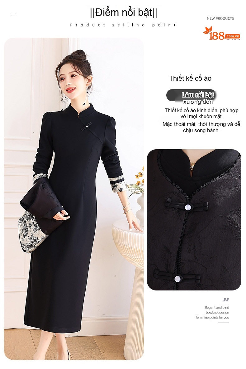 Set Áo Gile và Đầm Nữ Phong Cách Trung Hoa Cổ Điển chi tiết 7