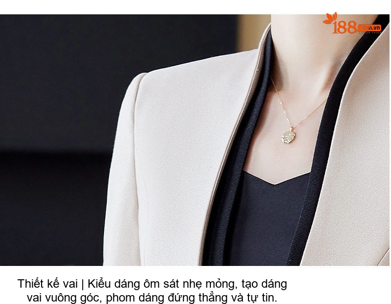 Áo Vest Bộ Chân Váy Công Sở Nữ Dáng Ôm Không Cổ Thiết Kế Giả Hai Lớp Màu Be, Đen chi tiết 23