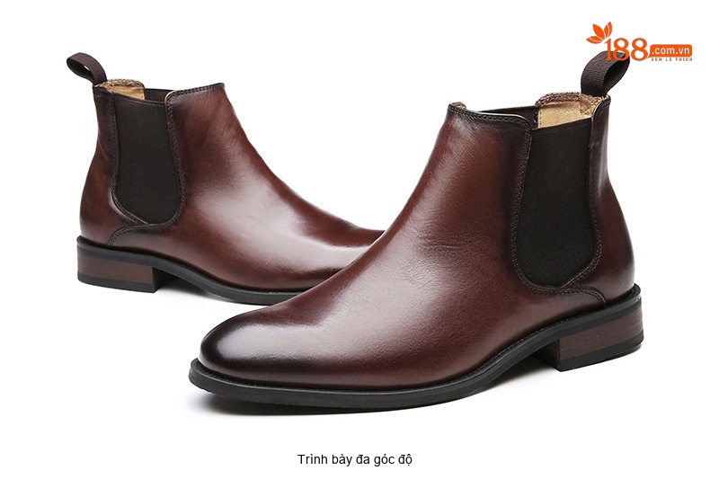 Giày Chelsea Boot Nam Da Bò Chiều Cao Đế Khoảng 3cm Màu Đen, Nâu chi tiết 18