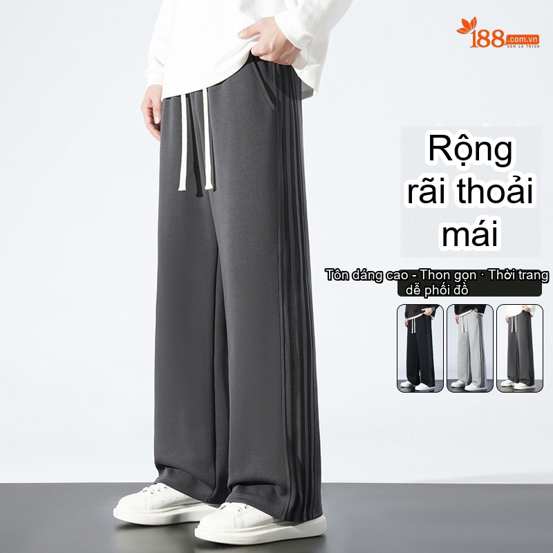Quần thể thao dáng suông nam phong cách Mỹ ống suông rộng