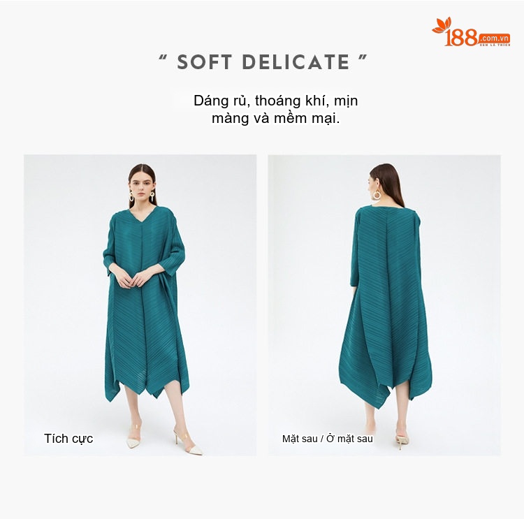 Váy Dài Tay Thu Đông Nữ Thiết Kế Oversize Eo Thun Dáng Rộng Bất Đối Xứng Màu Xanh Ngọc chi tiết 1