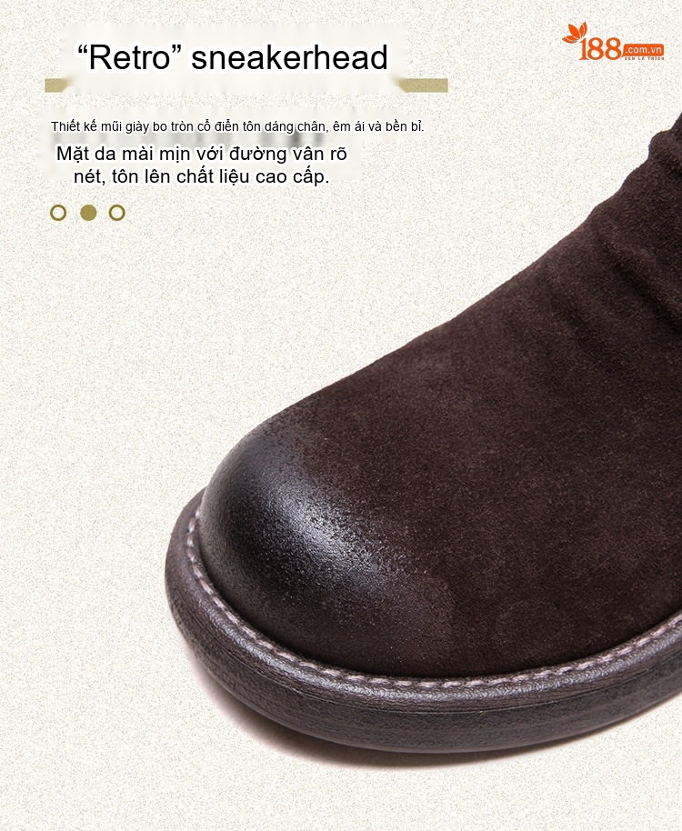 Boot Chelsea Nữ Da Mờ Đế Bằng Chiều Cao Đế Khoảng 3cm Màu Đen, Nâu chi tiết 5