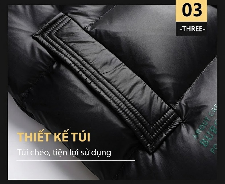 Áo Khoác Phao Nam Dáng Ngắn Có Mũ Trùm Đầu Dày Dặn Ấm Áp Lót Lông Vịt Màu Đen, Đỏ chi tiết 10