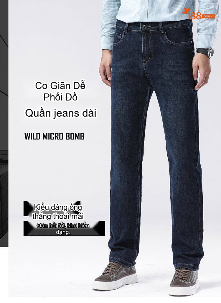 Quần Jean Dáng Suông Nam Co Giãn Thoải Mái Màu Đen chi tiết 36