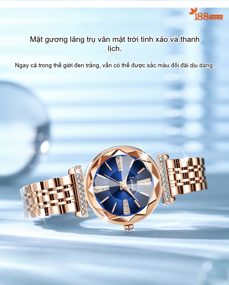 Đồng Hồ Nữ Labaoli Dây Kim Loại Mặt Đá Thạch Anh Chống Nước Màu Vàng Hồng, Bạc, Xanh Lá, Xanh Dương... chi tiết 3