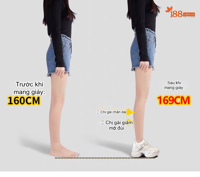 Giày Sneaker Nữ Đế Cao Khoảng 6cm Dây Buộc Kiểu Dáng Ulzzang Màu Trắng, Đen chi tiết 4