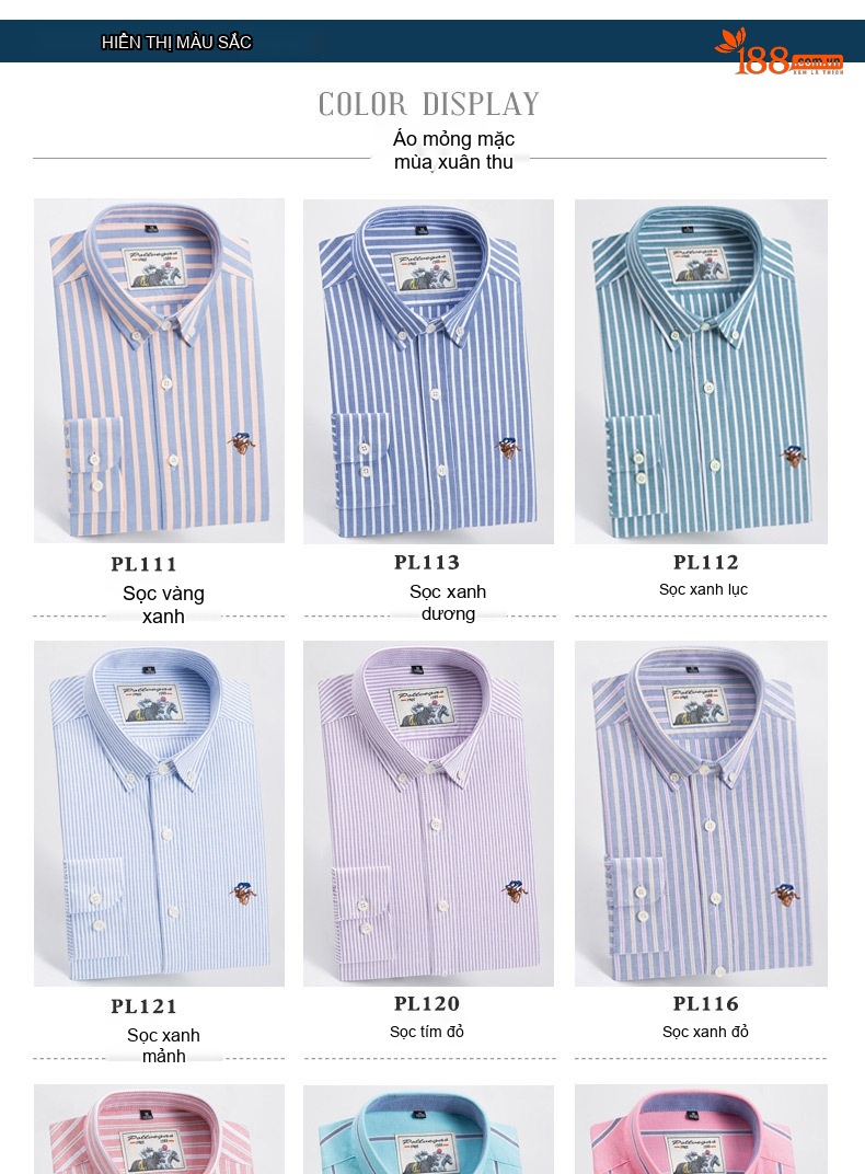 Áo Sơ Mi Nam Tay Dài Cotton Oxford Sọc Dáng Ôm Vừa Vặn Màu Xanh Dương, Trắng, Vàng, Hồng... chi tiết 7