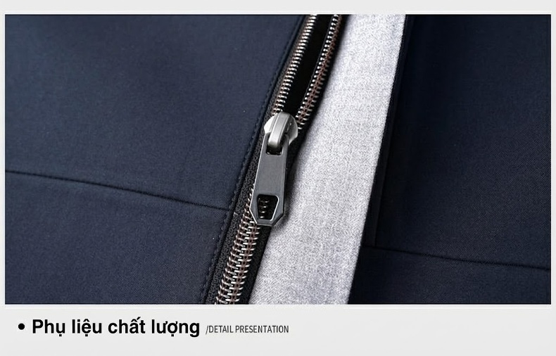 Áo Khoác Nam Dáng Suông Có Mũ Chất Liệu Tơ Tằm Cao Cấp Chống Nhăn Màu Xanh Navy chi tiết 18