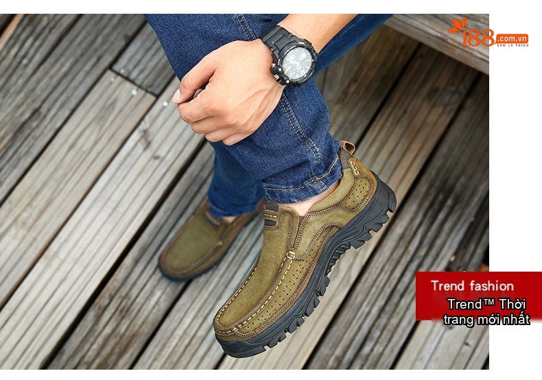 Giày Lười Nam Da Thật Size Lớn Đi Ngoài Trời Chiều Cao Đế Khoảng 4cm Màu Nâu, Xanh chi tiết 17