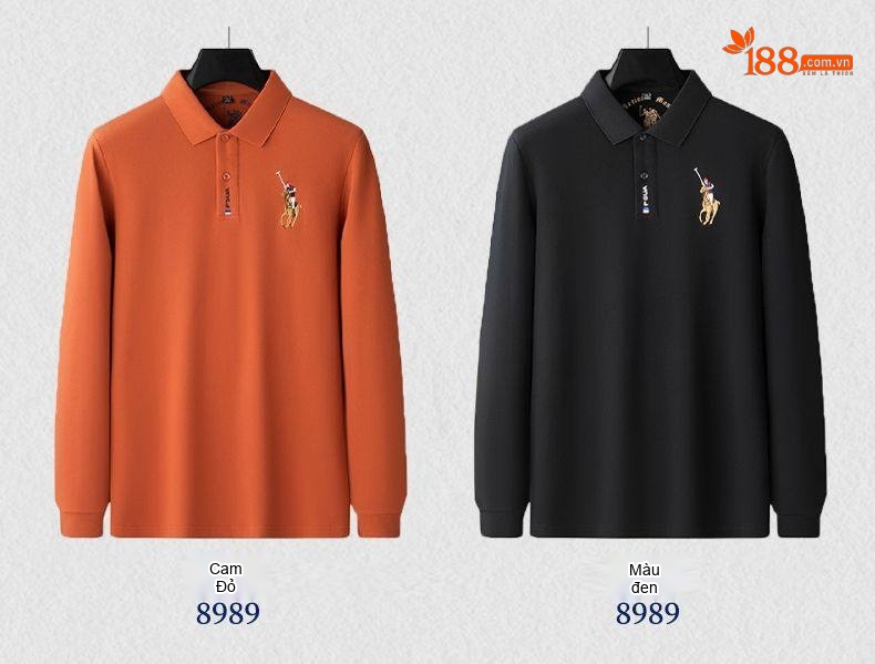 Áo Polo Nam Tay Dài Cotton Cổ Bẻ Phong Cách Doanh Nhân Màu Xanh Lá, Đen, Xanh Dương, Kem... chi tiết 14