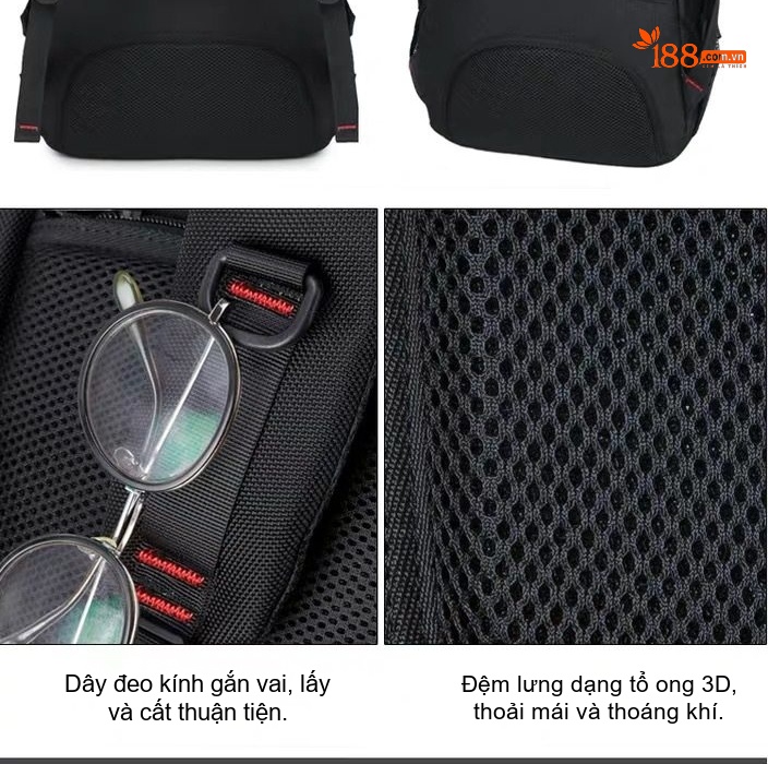 Balo Laptop Nam Nữ Sức Chứa Lớn Phong Cách Hàn Quốc Màu Đen, Xanh Dương chi tiết 15