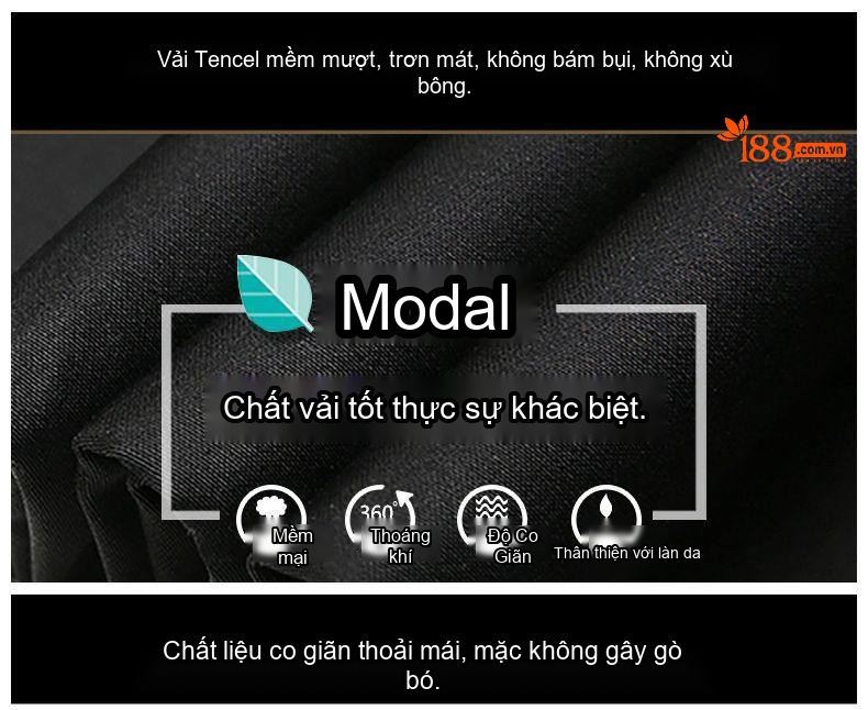 Quần Tây Nam Ống Đứng Modal Dáng Rộng Thoải Mái Phong Cách Doanh Nhân Màu Đen, Xám, Kem, Xanh Navy chi tiết 3