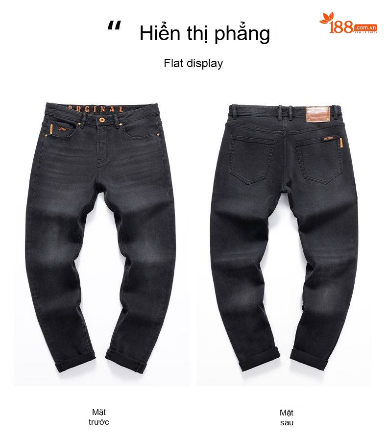 Quần Jean Nam Ống Đứng Co Giãn Lót Lông Cao Cấp Màu Đen Khói chi tiết 11