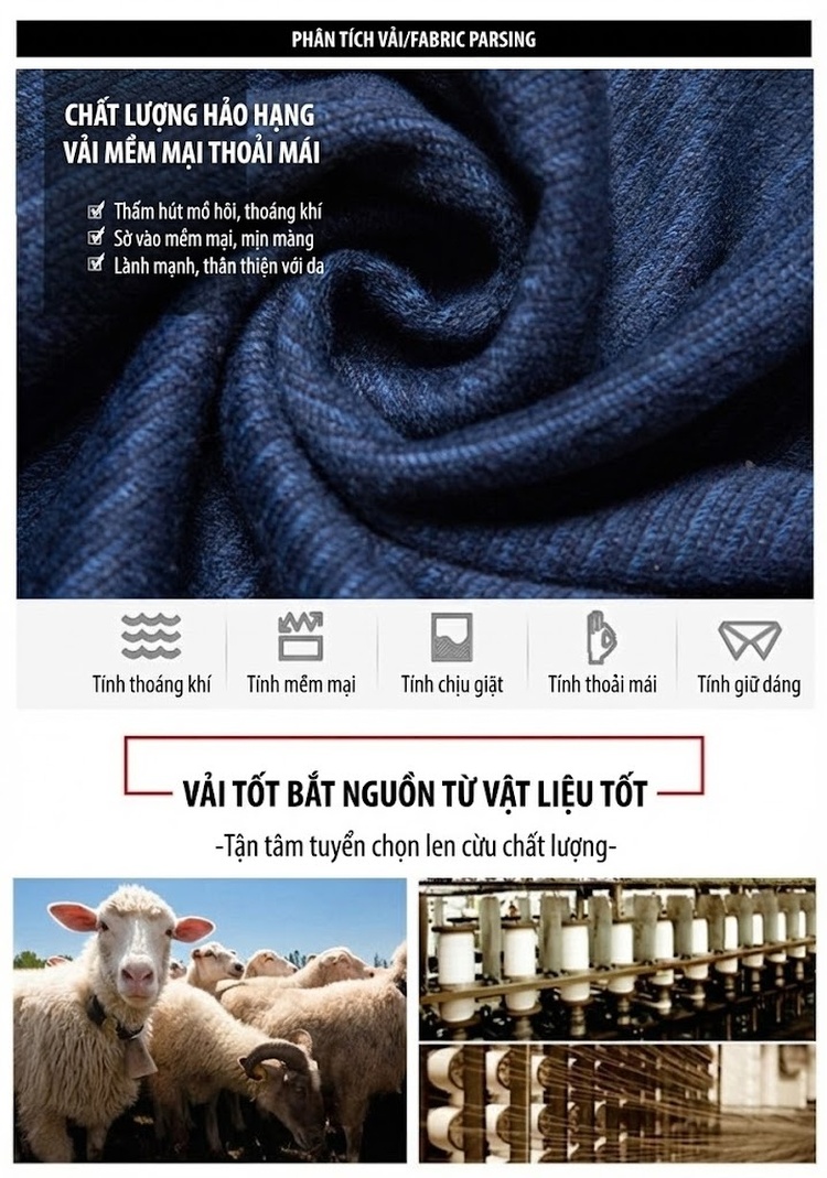 Áo Sơ Mi Nam Dài Tay Trung Niên Kiểu Dáng Suông Chống Nhăn Màu Đỏ Tía, Xanh Navy chi tiết 2