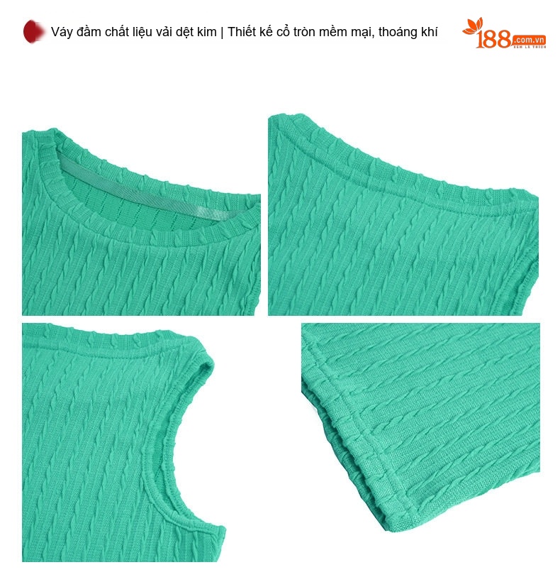 Váy liền thân Nữ Dáng Ôm Body Hở Vai Không Tay Dáng Dài Màu Xanh chi tiết 4