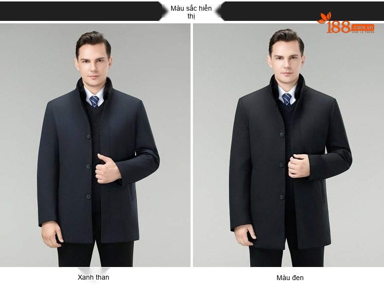 Áo Khoác Phao Nam Lông Vũ Trắng Tháo Rời Cổ Lông Chồn Màu Đen chi tiết 7