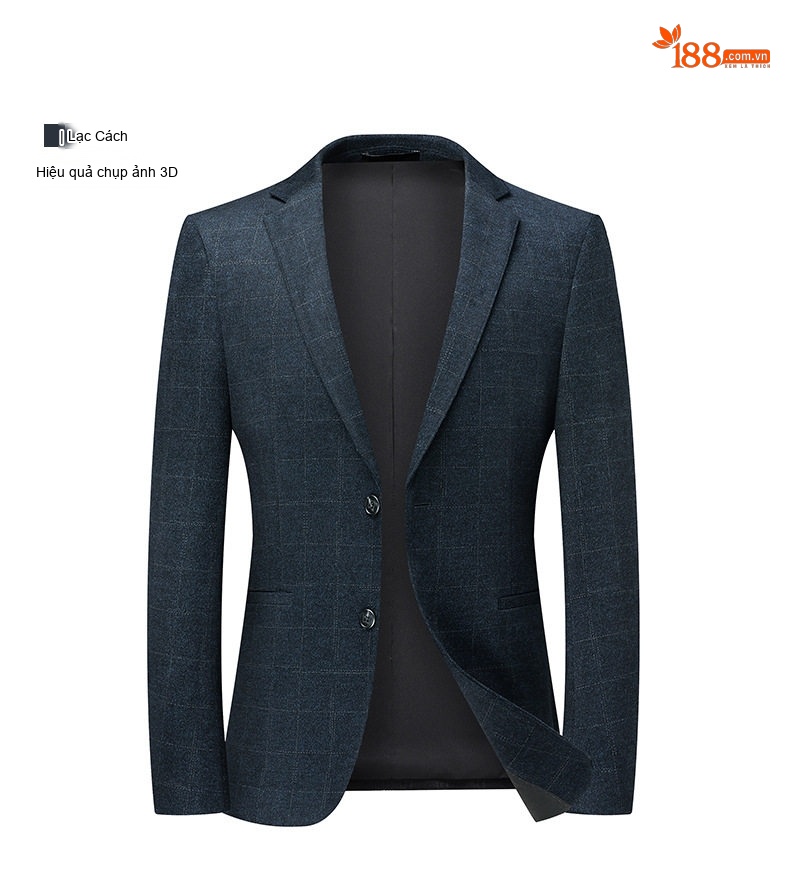 Áo Vest/Blazer Nam Kẻ Caro Co Giãn Vải Nylon Phong Cách Hàn Quốc Màu Xám, Xanh Đen chi tiết 18