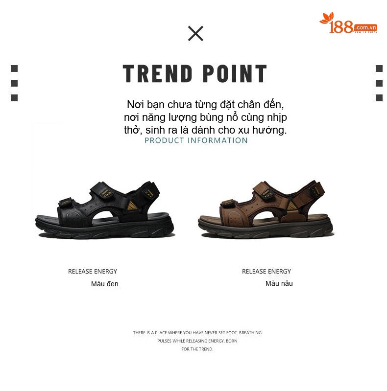 Sandal Nam Da Bò Hở Ngón Thoáng Khí Chiều Cao Đế Khoảng 3cm Màu Nâu, Đen chi tiết 8