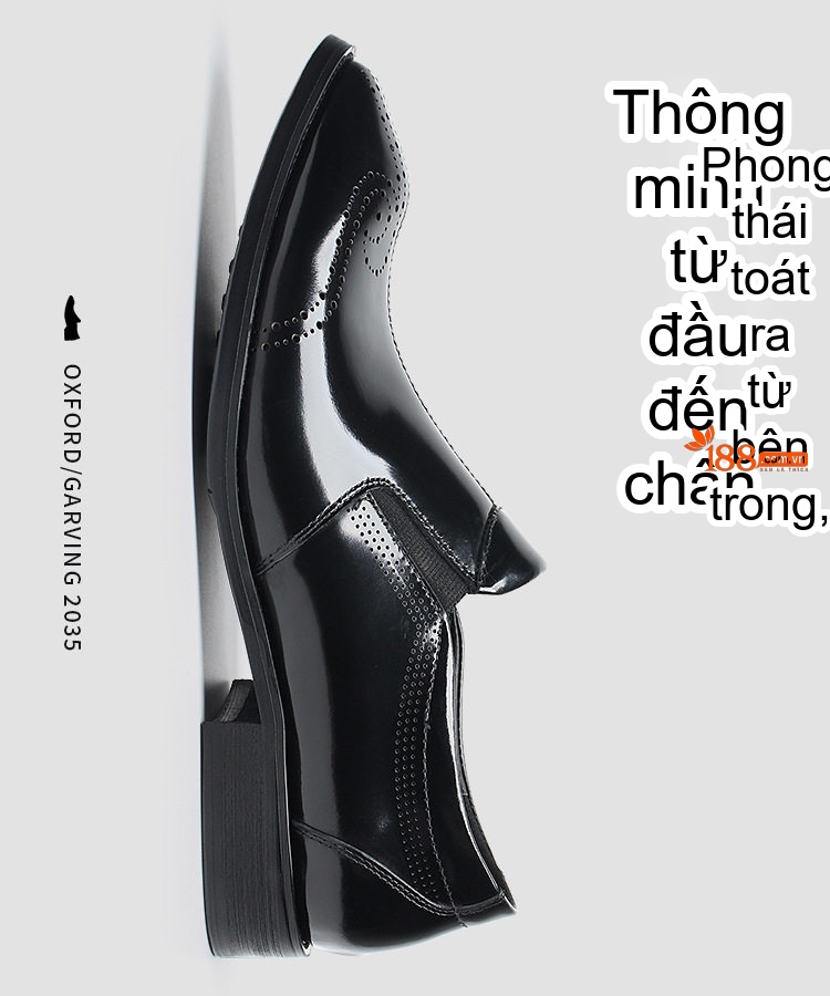 Giày Lười Nam Da Thật Brogue Chiều Cao Đế Khoảng 3cm Màu Đen, Nâu chi tiết 2