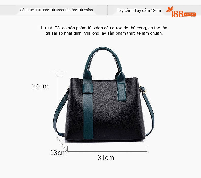 Túi Tote Nữ Da Mờ Sức Chứa Lớn Cao Cấp Đeo Vai Đi Làm Hàng Ngày Màu Đen, Xanh chi tiết 5