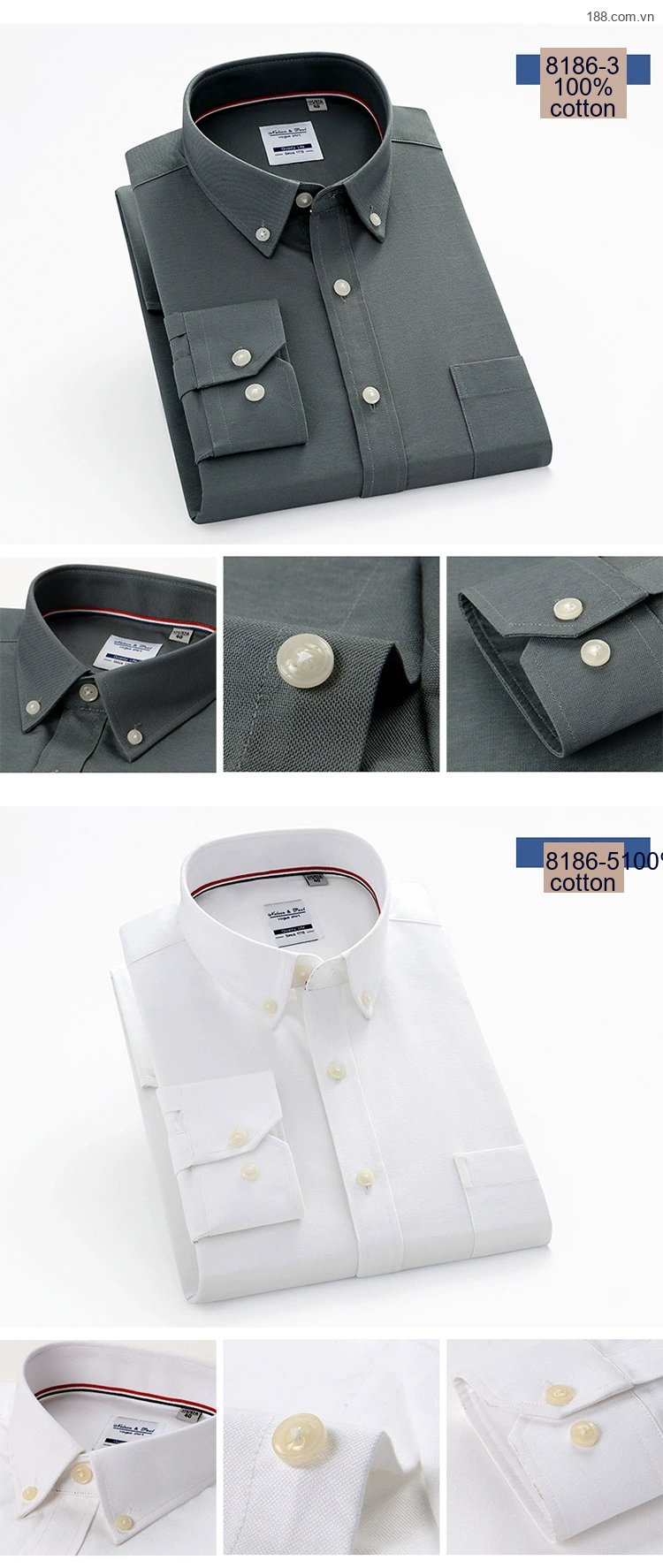 Áo Sơ Mi Nam Tay Dài Cotton Kẻ Sọc Thanh Lịch Phong Cách Công Sở Màu Trắng, Xanh, Đen, Đỏ... chi tiết 11