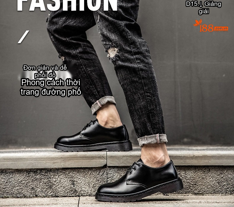 Giày Tây Buộc Dây Nam Da Bóng Chiều Cao Đế Khoảng 3cm Màu Đen chi tiết 2