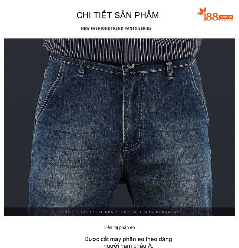 Quần Jean Nam Ống Đứng Rộng Thoải Mái Phong Cách Trung Niên Màu Xanh Dương chi tiết 22