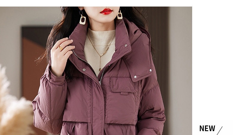 Áo Khoác Phao Nữ Dáng Dài Vịt Trắng Dày Dặn Có Mũ Trùm Đầu Phong Cách Hàn Quốc Màu Be, Tím chi tiết 25