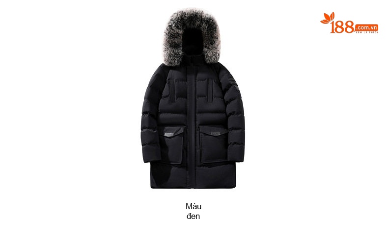 Áo Khoác Phao Nam Dáng Dài Có Mũ Lông Dày Cotton Giữ Ấm Màu Đen, Xanh Rêu, Xanh Navy chi tiết 8