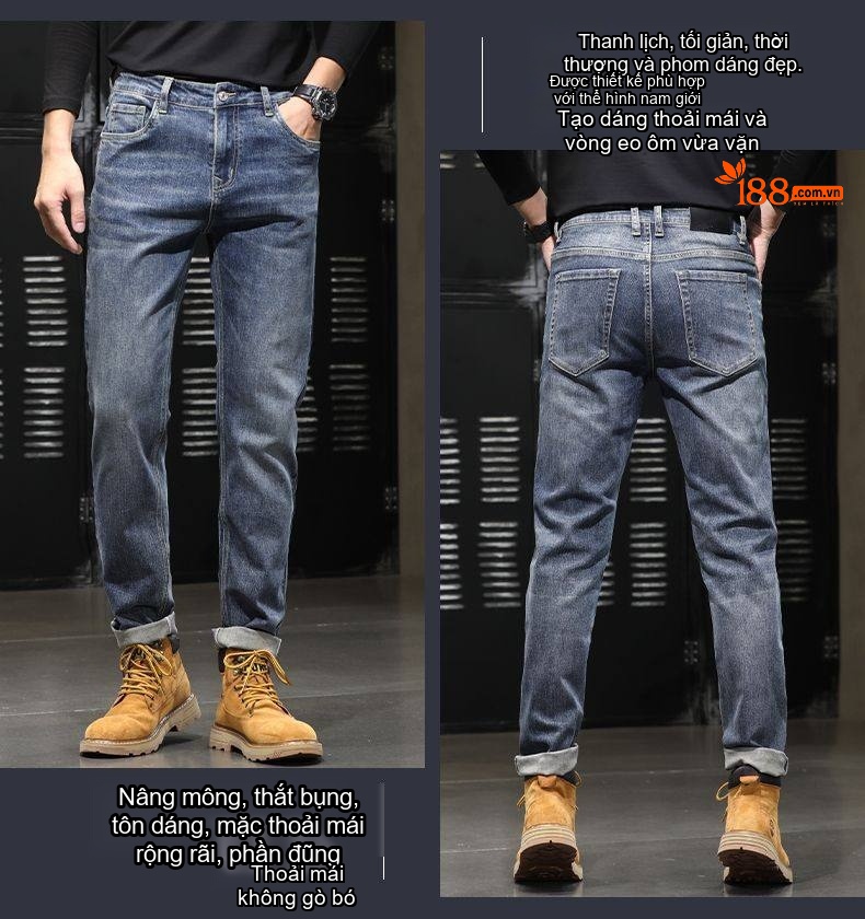 Quần Jean Cotton Co Giãn Cao Cấp Dáng Suông Màu Xanh, Đen chi tiết 20