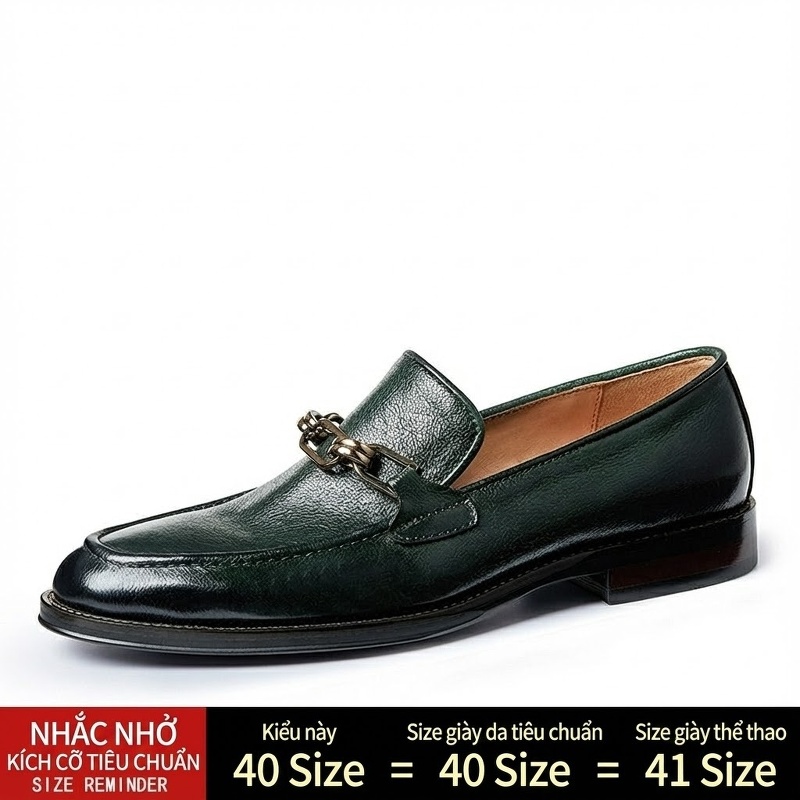 Giày Lười Nam Da Bò Mũi Tròn Chiều Cao Đế Khoảng 3cm Màu Đen, Xanh