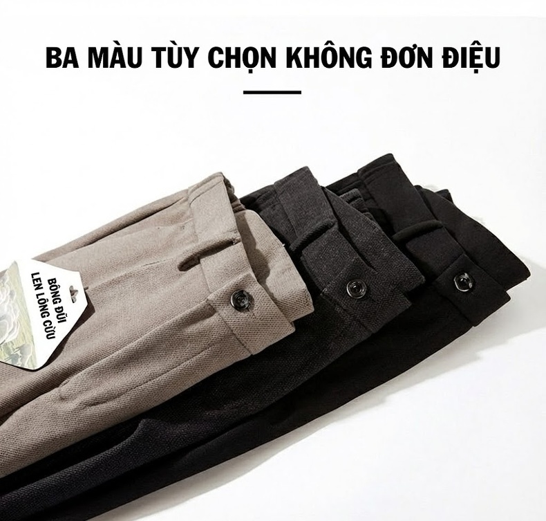 Quần Tây Nam Dáng Thẳng Dài Vải Pha Len Cao Cấp Chống Nhăn Màu Đen, Xám, Be chi tiết 5