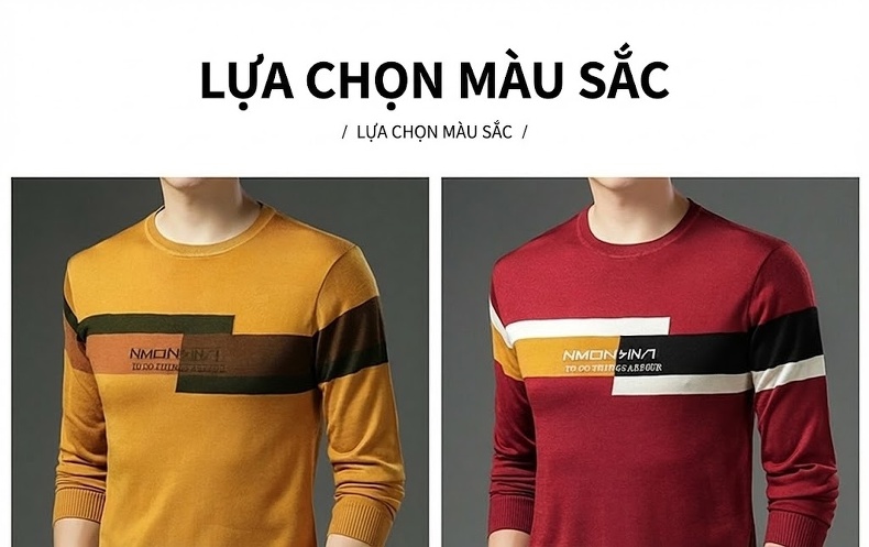 Áo Thun Dệt Kim Tay Dài Cổ Tròn Mỏng Phong Cách Thu Đông Cho Nam Màu Vàng chi tiết 9